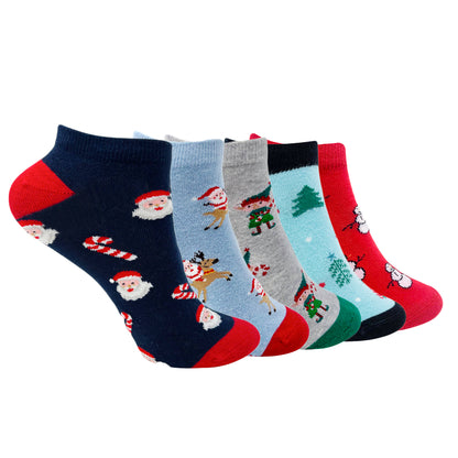 Cozy Christmas Set-of-5 Ankle Socks for Women