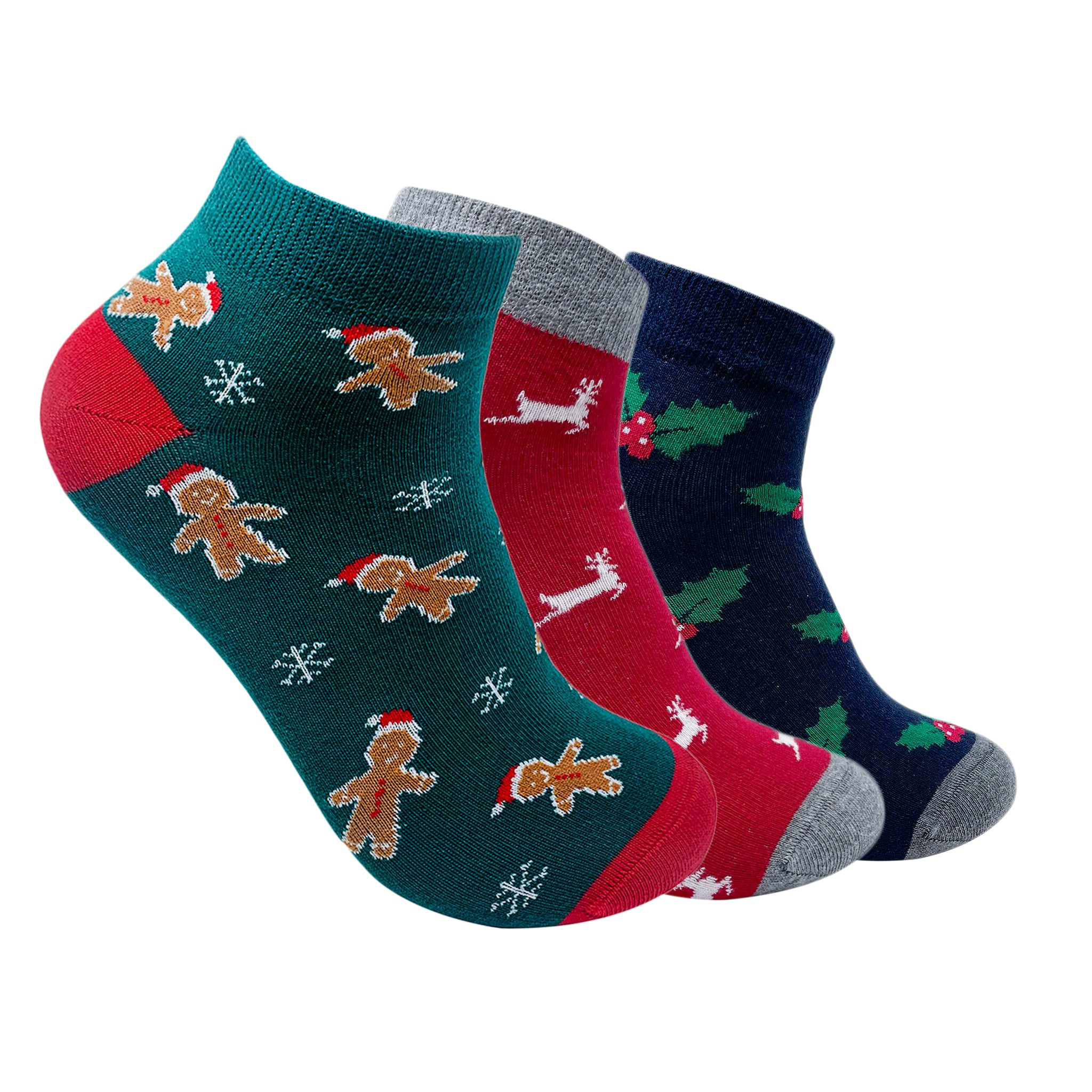 Sleigh Ride Set-of-3 Ankle Socks for Men