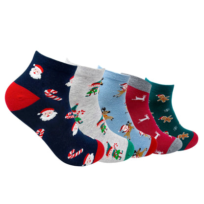 Cheerful Christmas Set-of-5 Ankle Socks for Men