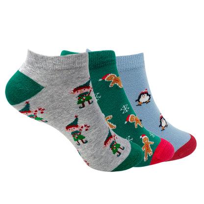 Sleigh Ride Trio Set-of-3 Ankle Socks for Women