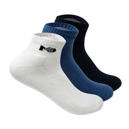 Cushioned Terry Sports Ankle Socks for Men - Set of 3