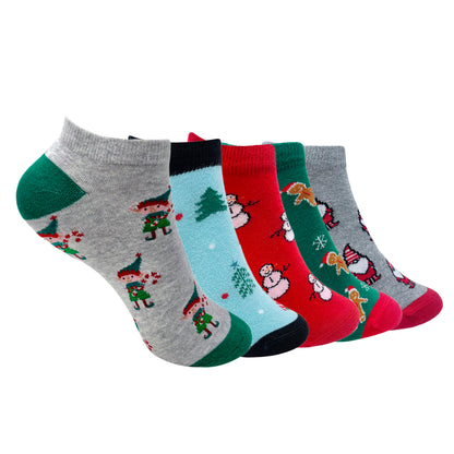 Cheerful Christmas Set-of-5 Ankle Socks for Women
