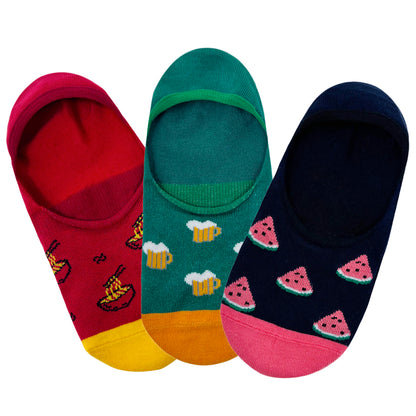 No-Show Loafer Socks for Men - Set of 3 (Food Delight)