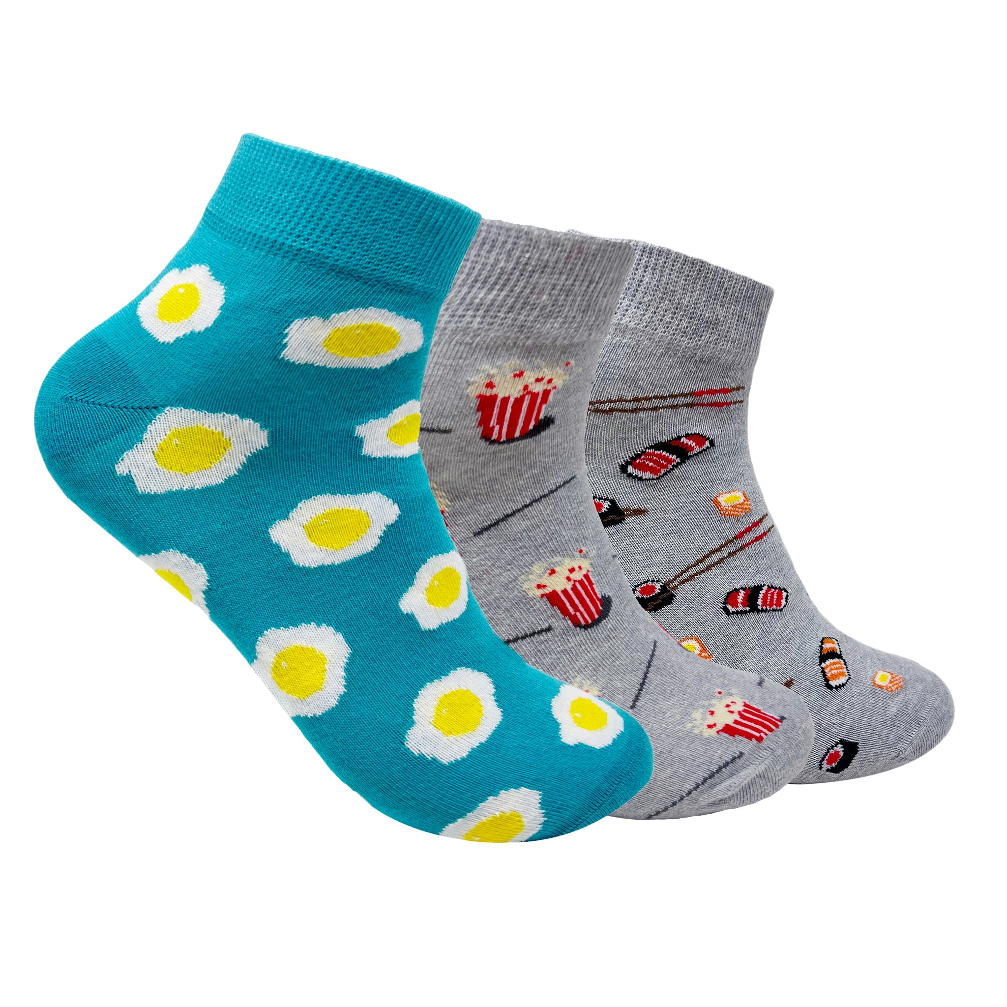 Feast Your Feet Set-of-3 Ankle Socks for Men