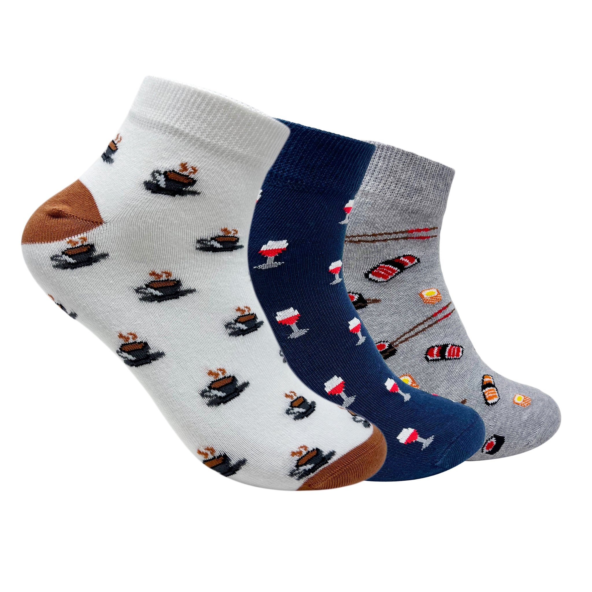 Yum Yum Toes Set-of-3 Ankle Socks for Men