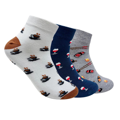 Yum Yum Toes Set-of-3 Ankle Socks for Men
