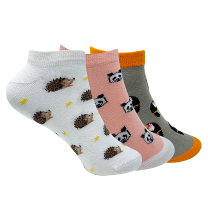 Animal Kingdom Set-of-3 Ankle Socks for Women