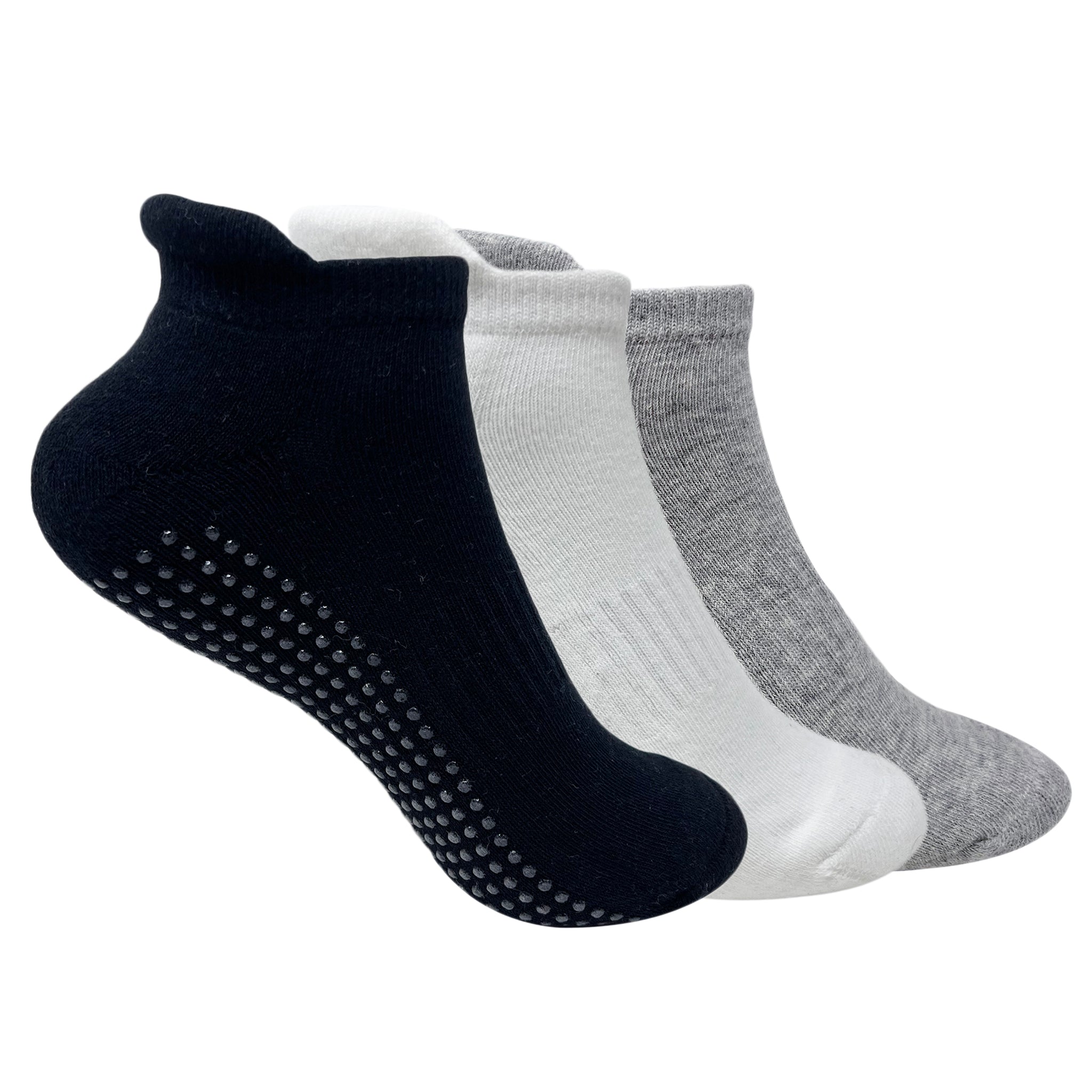 Yoga and Pilates Non-Slip Socks for Men and Women - Set of 3 (Black, White, Grey)