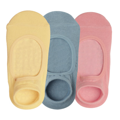 Yoga and Pilates Non-Slip Socks for Women - Set of 3 (Yellow, Olive Green, Peach)