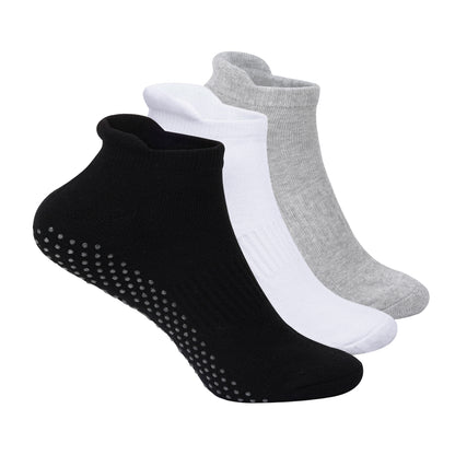 Yoga and Pilates Non-Slip Socks for Men and Women - Set of 3 (Black, White, Grey)