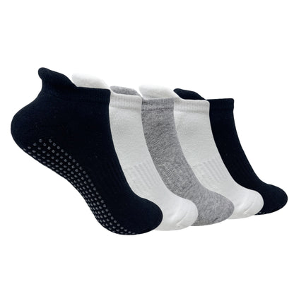 Yoga and Pilates Non-Slip Socks for Men and Women - Set of 5 (Black, White, Grey)