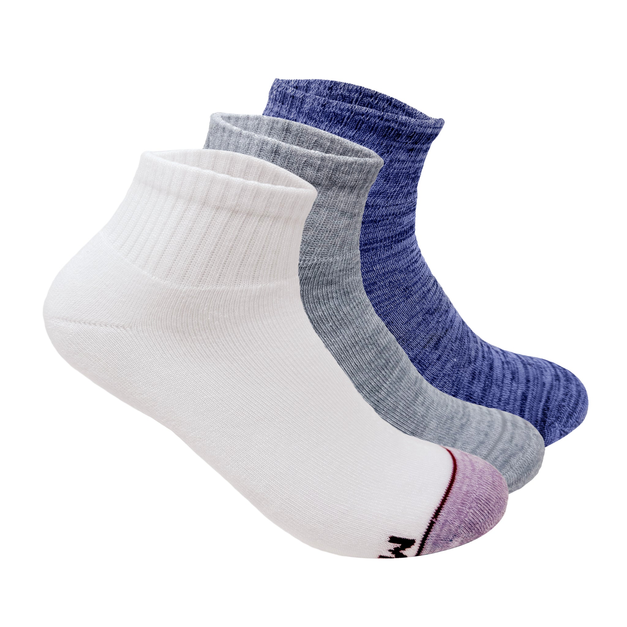 Sports terry Ankle Socks For Men -  Set Of 3 ( White, Grey, Blue )