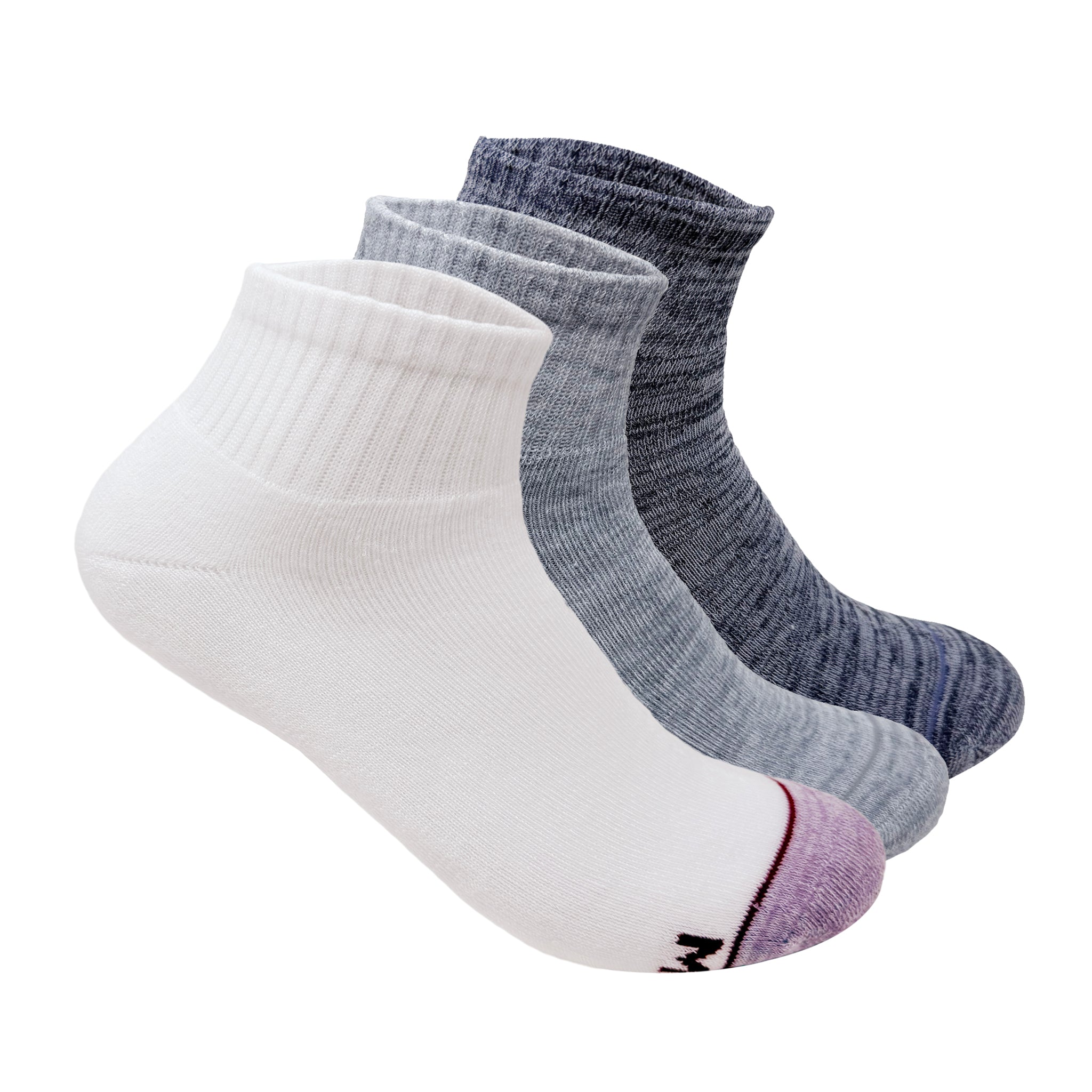 Sports terry Ankle Socks For Men -  Set Of 3 ( White, Grey, Black & Grey Melange )