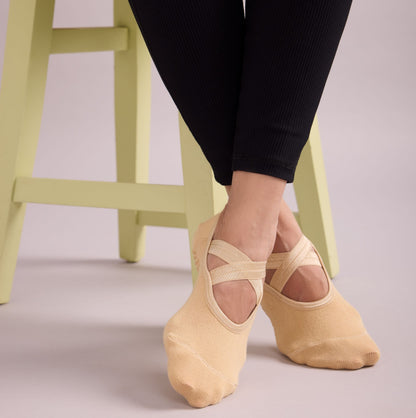 Yoga and Pilates Non-Slip Socks for Women - Beige