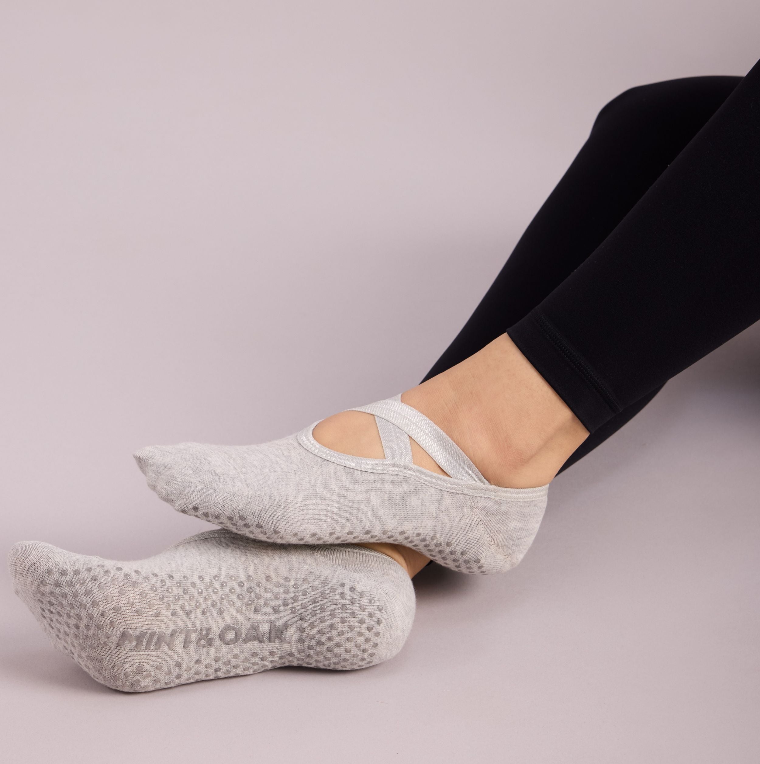 Yoga and Pilates Non-Slip Socks for Women - Set of 3 (Charcoal Grey, Light grey, Pilates Blue Two Way)