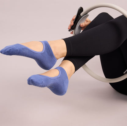 Yoga and Pilates Non-Slip Socks for Women - Set of 3 (Royal Blue, Light Purple, Maroon)