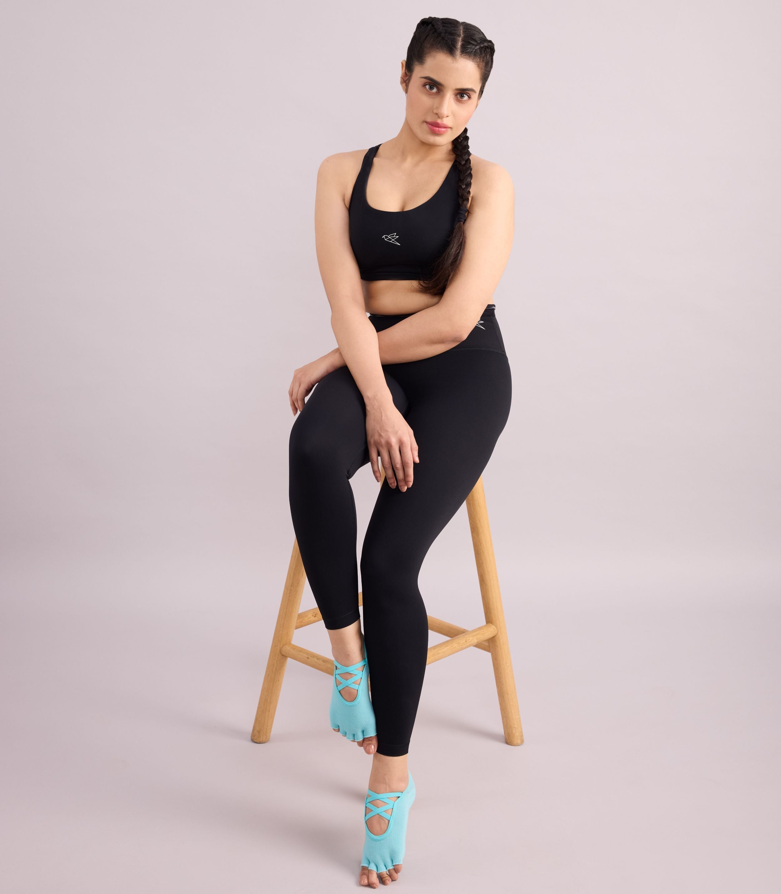 Yoga and Pilates Open Toe Non-Slip Socks for Women - Light Blue