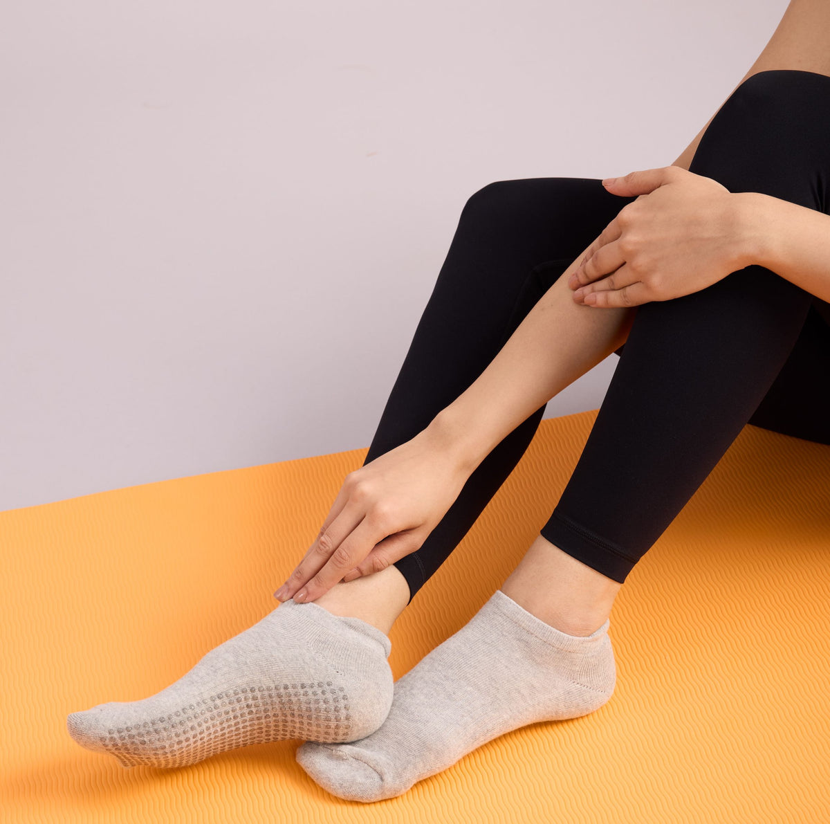 Yoga and Pilates Non-Slip Socks for Women - Set of 6 (Blue, Pink, Orange, White, Black, Light Grey)