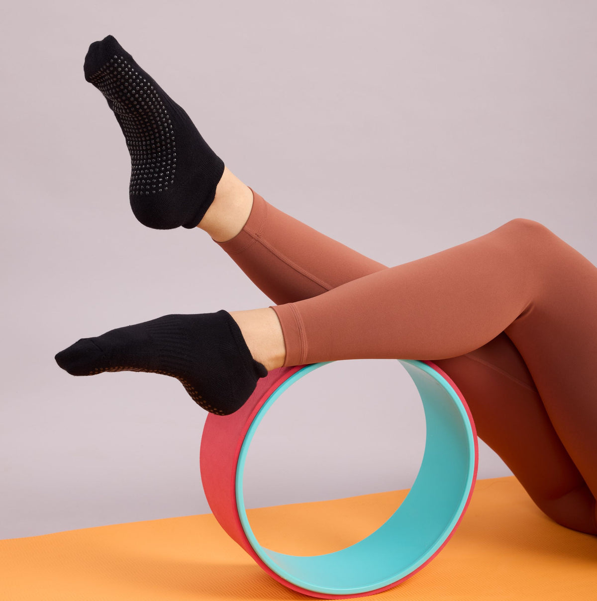 Yoga and Pilates Non-Slip Socks for Women - Set of 6 (Blue, Pink, Orange, White, Black, Light Grey)
