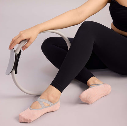 Yoga and Pilates Non-Slip Socks for Women - Set of 3 (Purple, Pink & Blue)