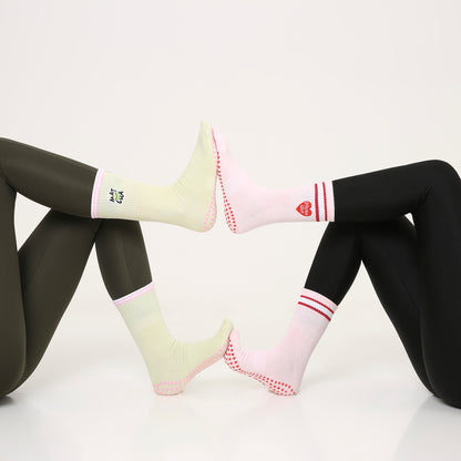 Yoga and Pilates Crew/ Full length Non-Slip Socks for Women - Matcha