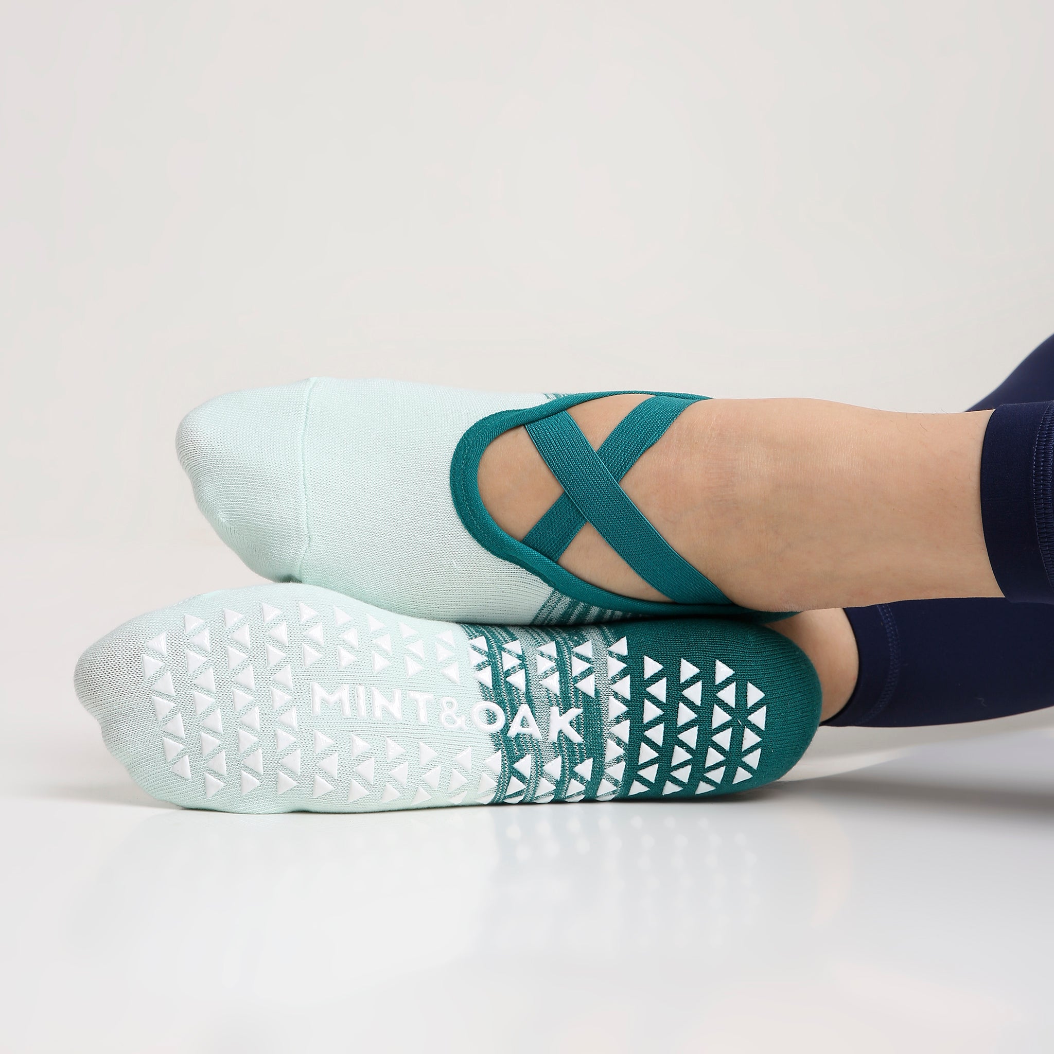 Yoga and Pilates Non-Slip Socks for Women - Mint Green & Dark Green