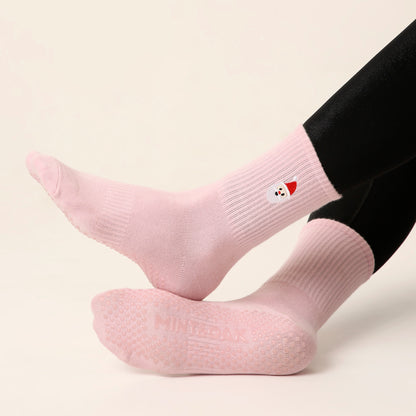 Varsity Santa Pilates Socks - Christmas Collection - Pink