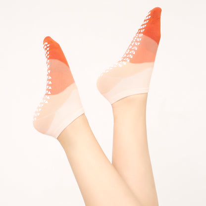 Yoga and Pilates Waves Non-Slip Socks for Women - Set of 3 (Purple, Pink, Orange)