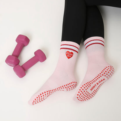 Yoga and Pilates Non-Slip Socks for Women - Set of 3 (Green, Pink, Off White)