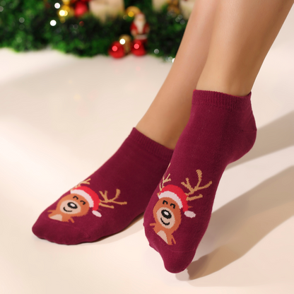 Red Jolly Antlers Socks For Women