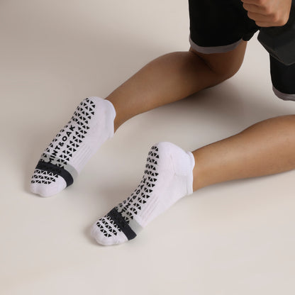 White Unisex Ankle Sports Grip Socks