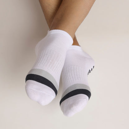 White Unisex Ankle Sports Grip Socks