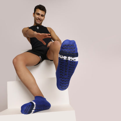 Navy Blue Unisex Ankle Sports Grip Socks