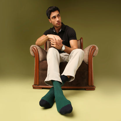 Houndstooth Men's Crew Socks - Green