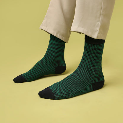 Houndstooth Men's Crew Socks - Green
