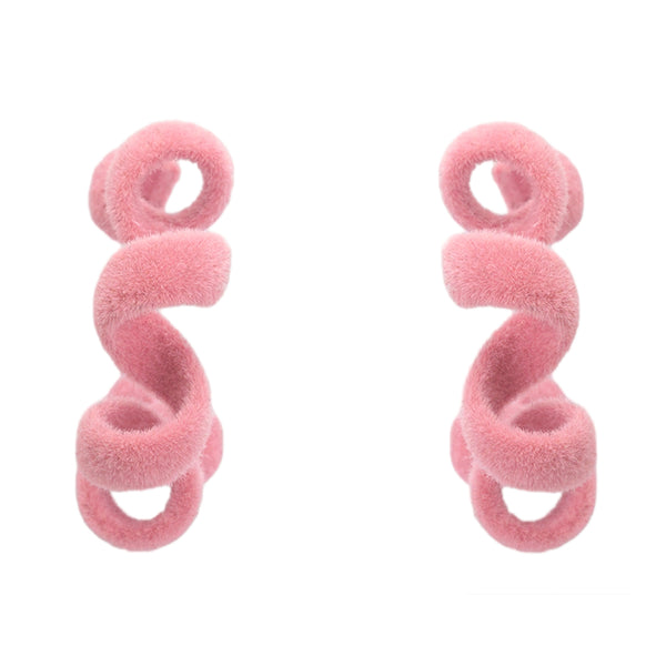 Flamingo pink curly hoops