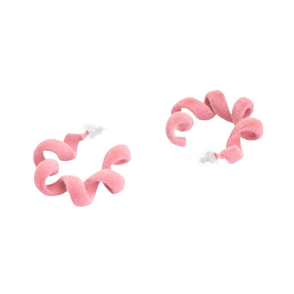 Flamingo pink curly hoops