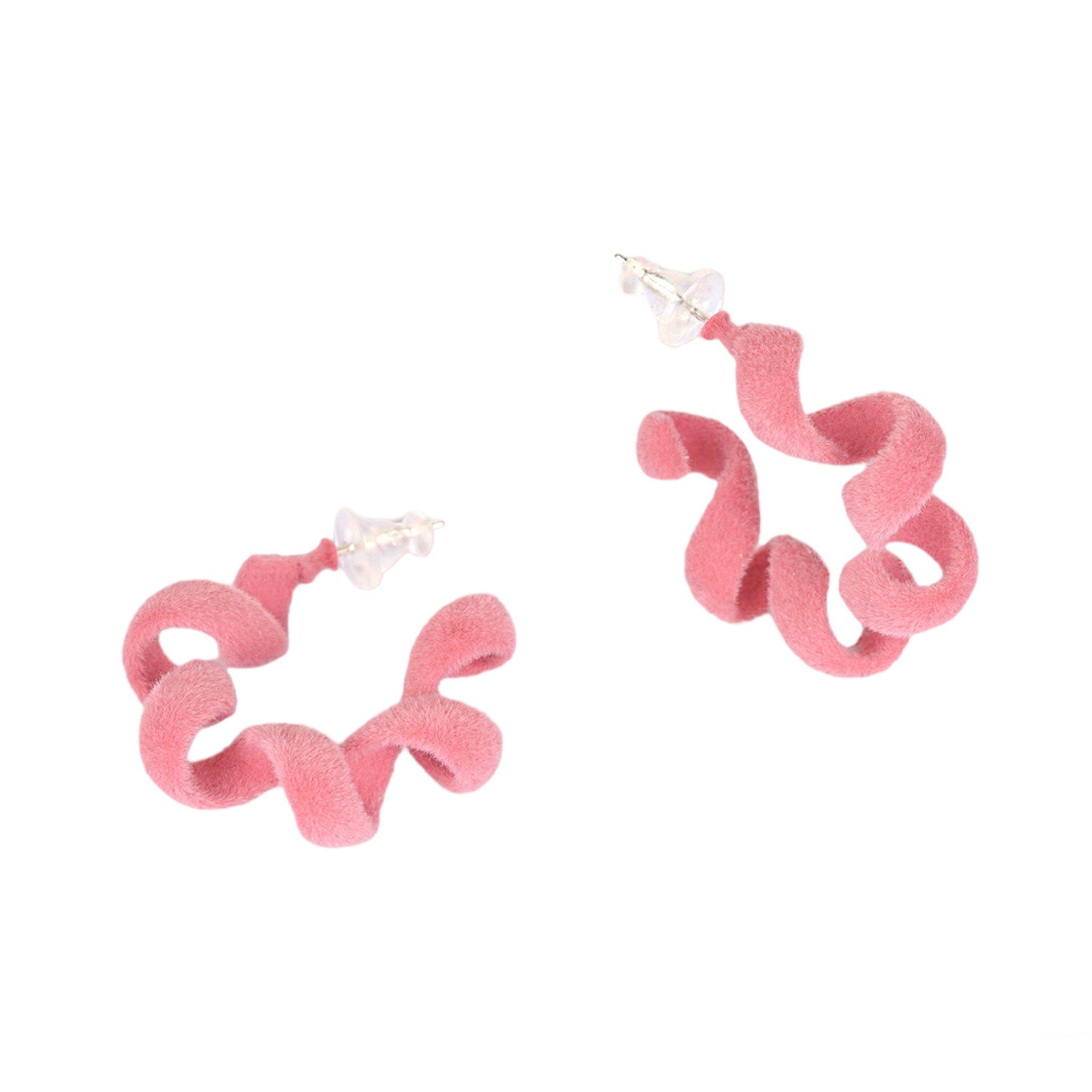 Flamingo pink curly hoops