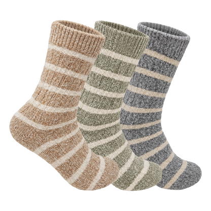 Men’s Thermal Crew Socks Set Of 3 - (Light Grey, Dark Grey, Light Brown)
