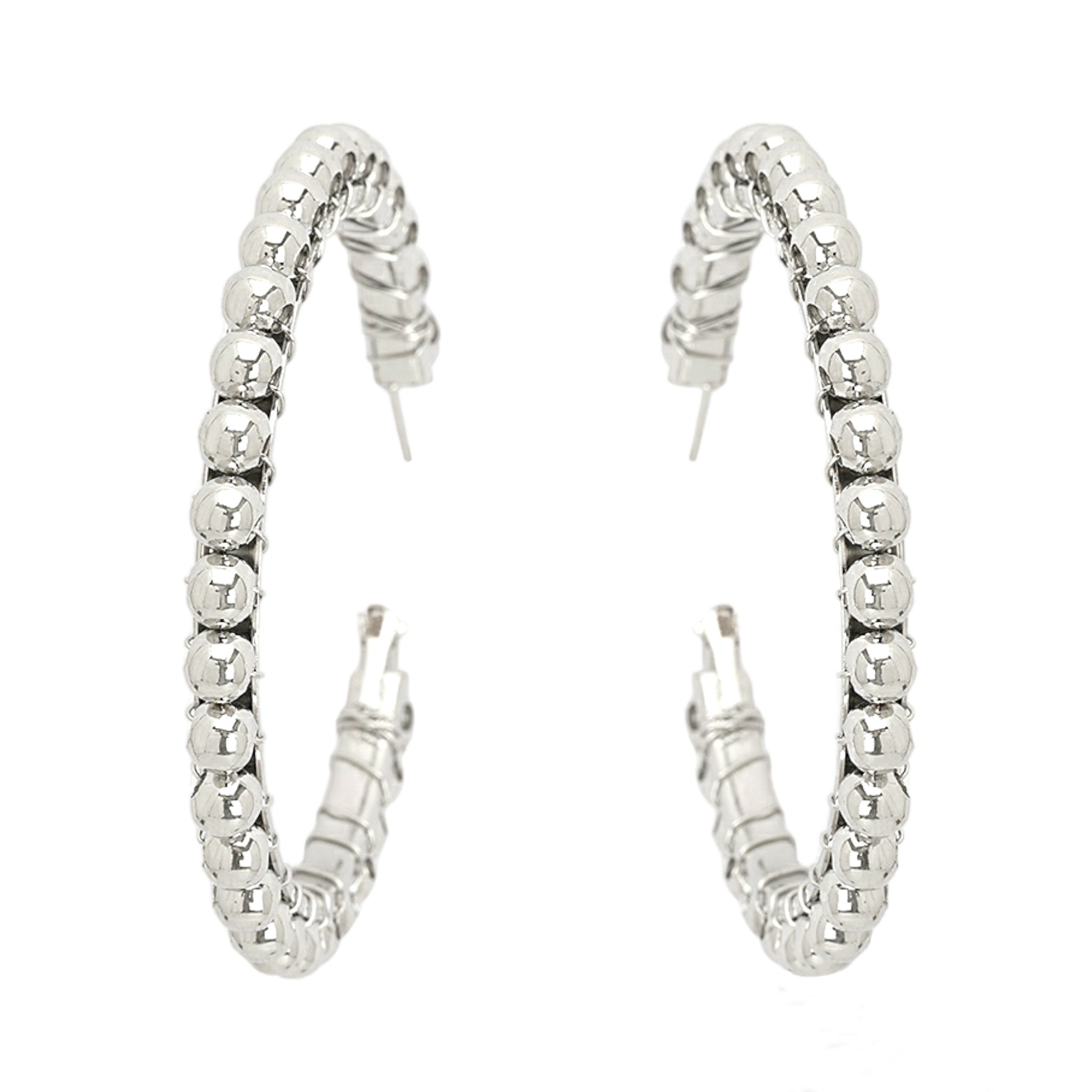 Silver Ball Hoop Earrings