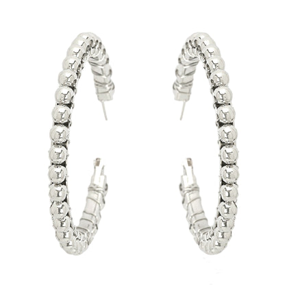 Silver Ball Hoop Earrings