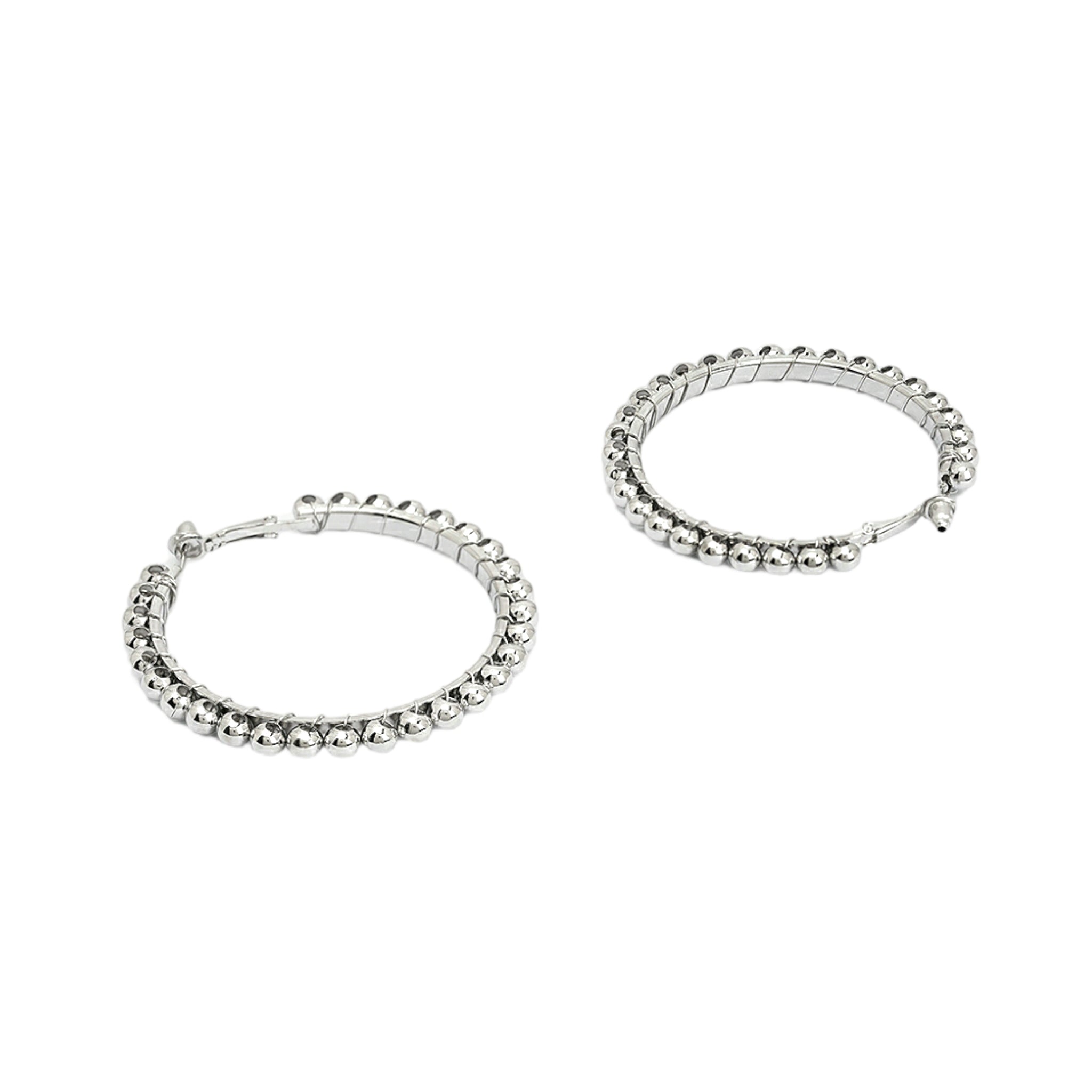 Silver Ball Hoop Earrings