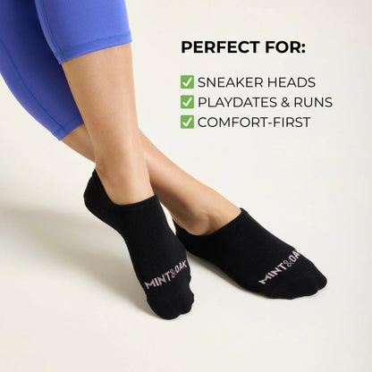 Sneaker No Show Combo For Women - Set of 3 (Black, Light Pink, Mint Green)