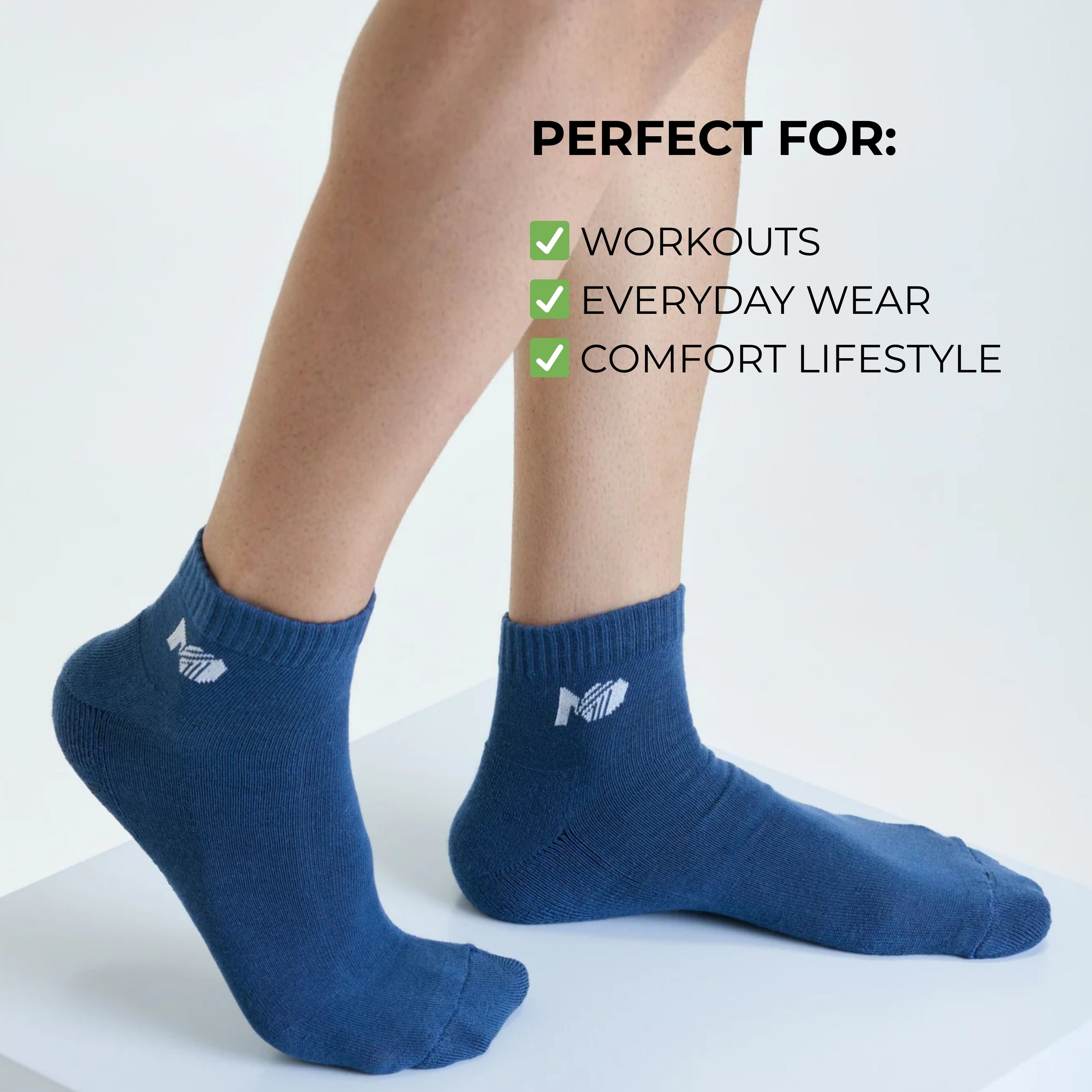 Cushioned Terry Sports Ankle Socks for Men - Set of 3