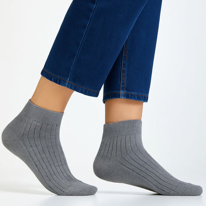 Ribbed Ankle Socks For Men - Light Grey