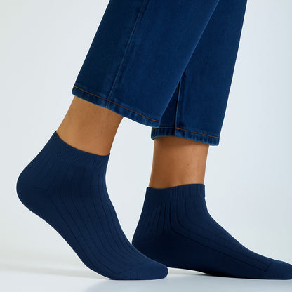 Ribbed Ankle Socks For Men - Navy Blue