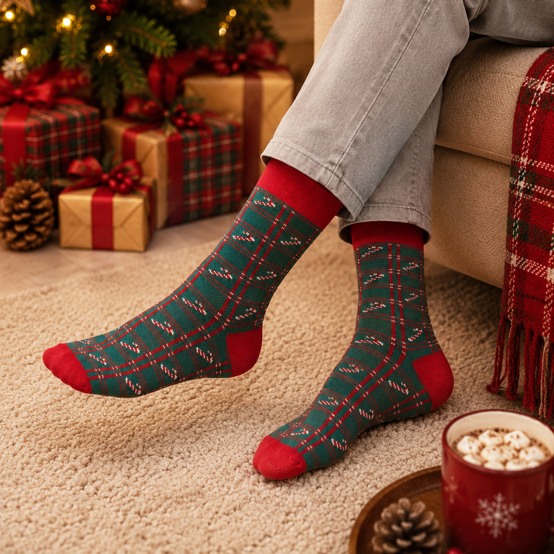 Plaid Canes Men's Crew Socks