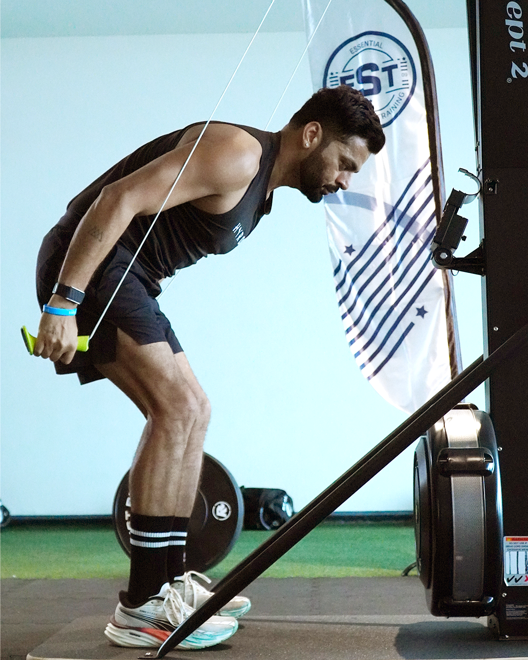 Men’s Crew Length Performance Grip Socks – Black