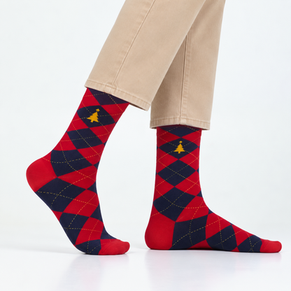 Xmas Argyle Men's Crew Socks
