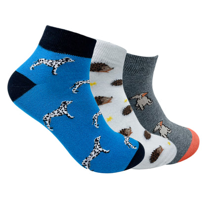 Fun with animals Set-of-3 Ankle Socks for Men